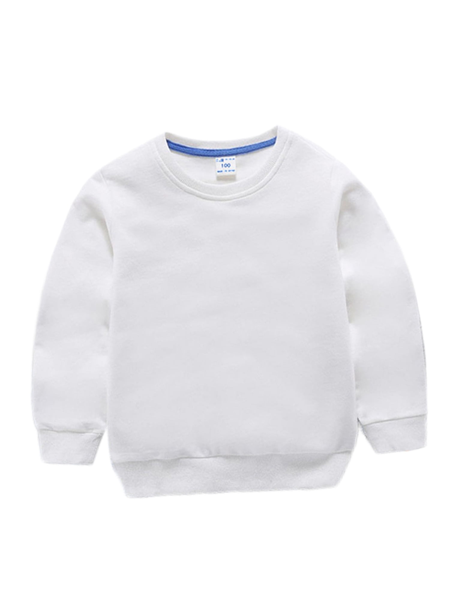 Frontwalk Boy Loose Long Sleeve Fall Tops Solid Color Baggy Sweatshirt Boys  Crew Neck Outdoor Pullover White 110cm - Walmart.com