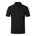 thumbnail image 1 of Frontwalk Boys Top Solid Color V Neck Polo Shirt Two Buttons Spring Beathable Blouse Lapel Collared Sichuan shirt black label-black L, 1 of 2