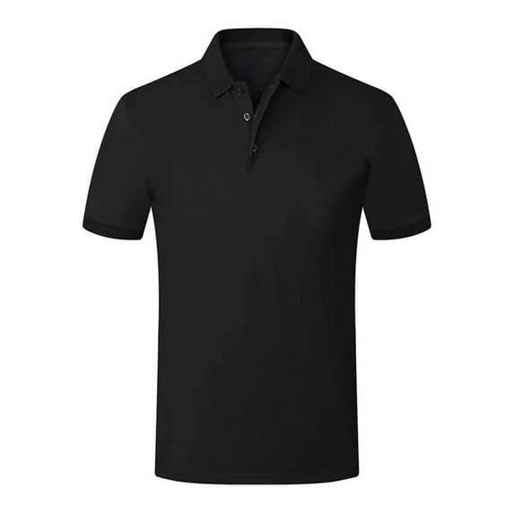 Frontwalk Boys Top Solid Color V Neck Polo Shirt Two Buttons Spring Beathable Blouse Lapel Collared Sichuan shirt black label-black L