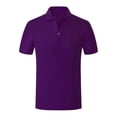 thumbnail image 1 of Frontwalk Boys Top Solid Color V Neck Polo Shirt Two Buttons Spring Beathable Blouse Lapel Collared Sichuan shirt black label (dark purple) XL, 1 of 2