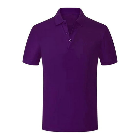 Frontwalk Boys Top Solid Color V Neck Polo Shirt Two Buttons Spring Beathable Blouse Lapel Collared Sichuan shirt black label (dark purple) XL