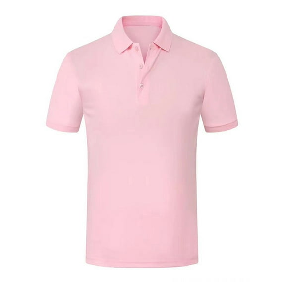 Frontwalk Boys Top Solid Color V Neck Polo Shirt Two Buttons Spring Beathable Blouse Lapel Collared Sichuan shirt black label-pink 3XL