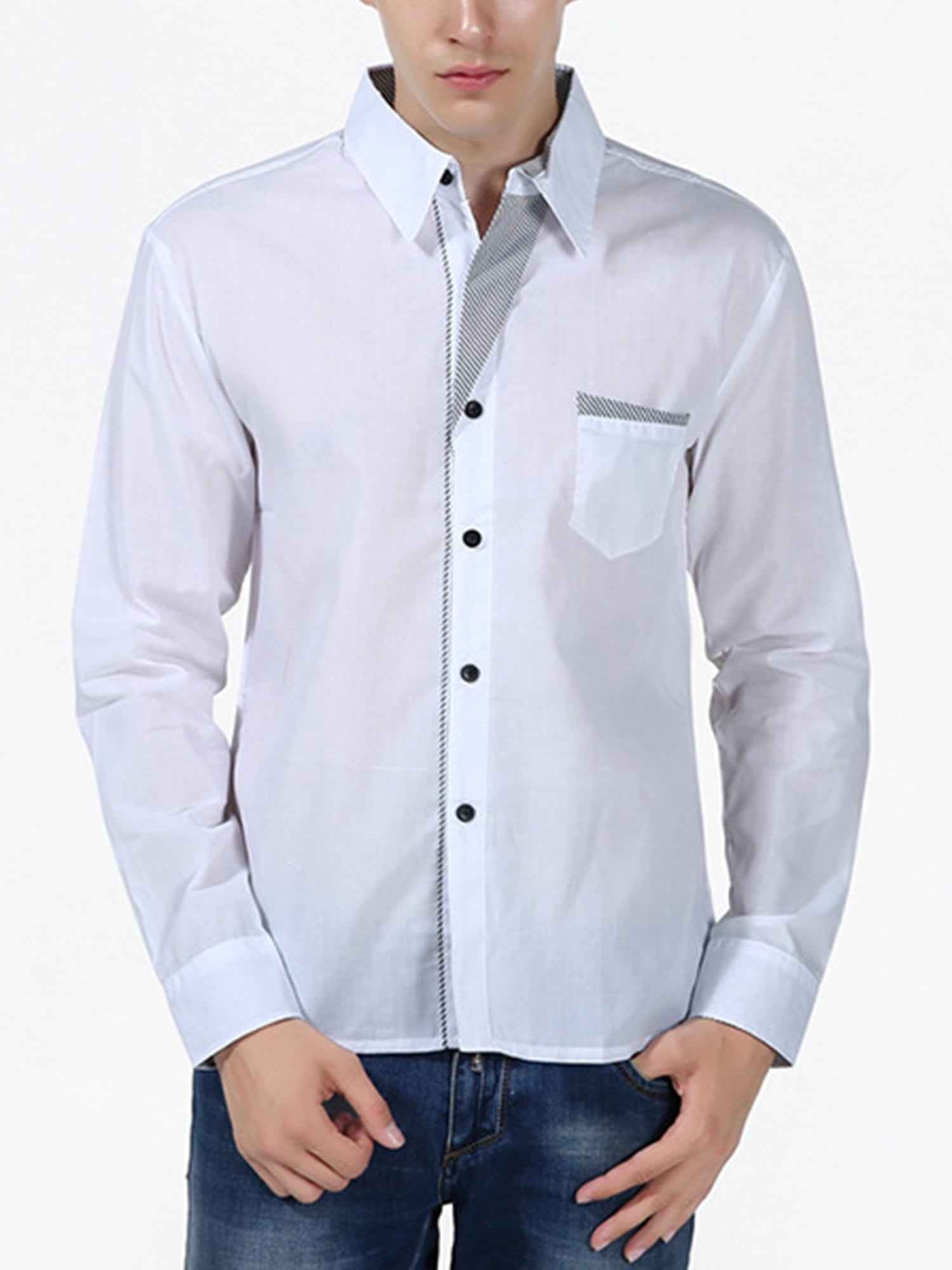 Frontwalk Button Down Plain Shirt for Mens Boys Office Work Shirt