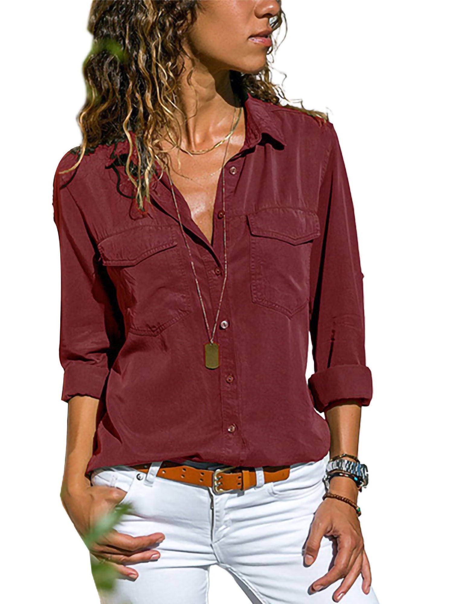 Women pockets Batwing Sleeve cotton shirts women plus size Work Outfits black silhouette tops main image 0