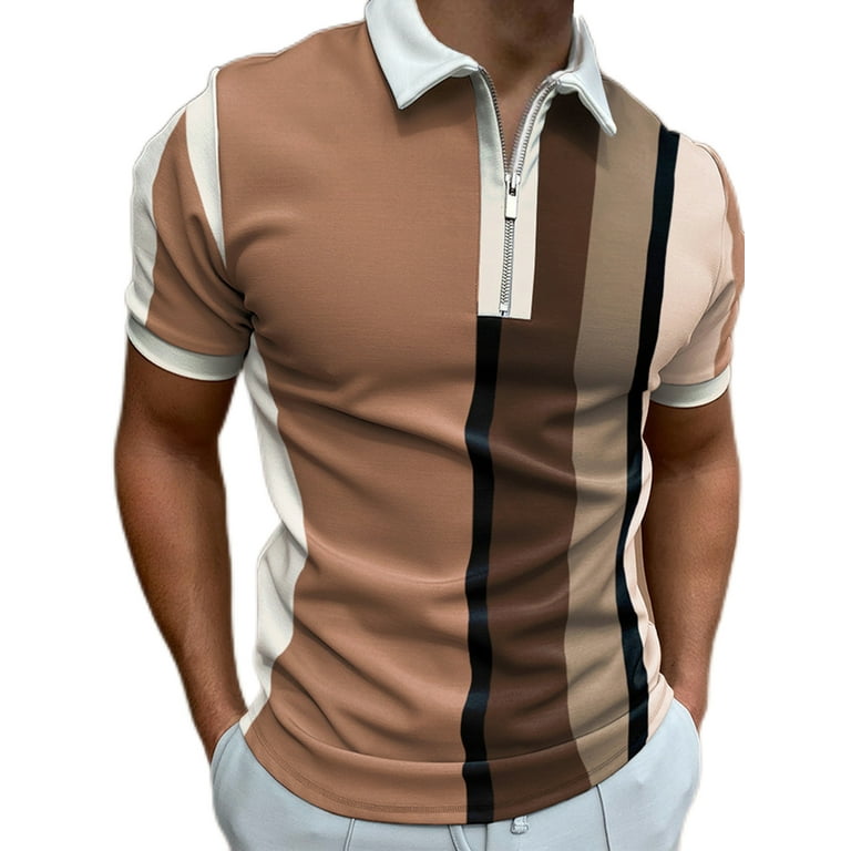 Frontwalk Men Summer Shirts Lapel Neck Blouse Button Up Shirt