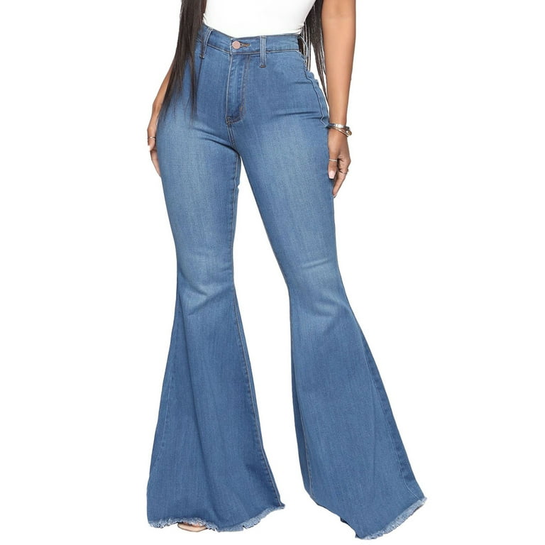 Frontwalk Denim Flare Pants for Women High Waist Stretchy Jeans