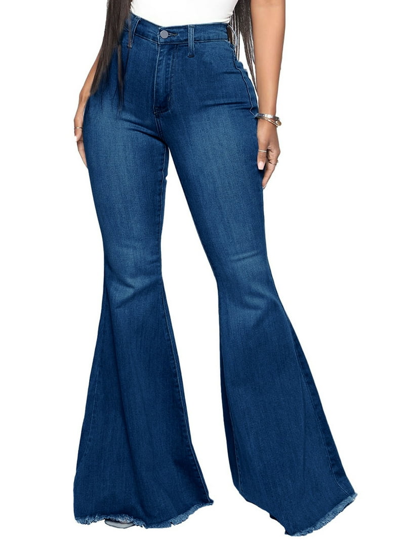 Frontwalk Denim Flare Pants for Women High Waist Stretchy Jeans