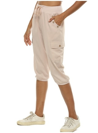 Women's Cotton Linen Crop Pants Capris with Pockets Drawstring