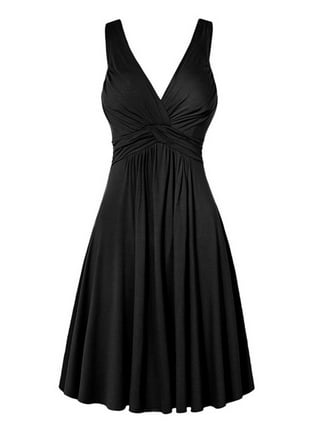 USSUMA Midi Summer Dresses for Women Casual Sleeveless 1950s Retro