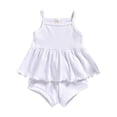thumbnail image 1 of Frontwalk Girls 2 Pieces Outfits Solid Color Tank Tops Set Ruched Summer Shorts Sets Beach Casual Sleeveless White 80, 1 of 2