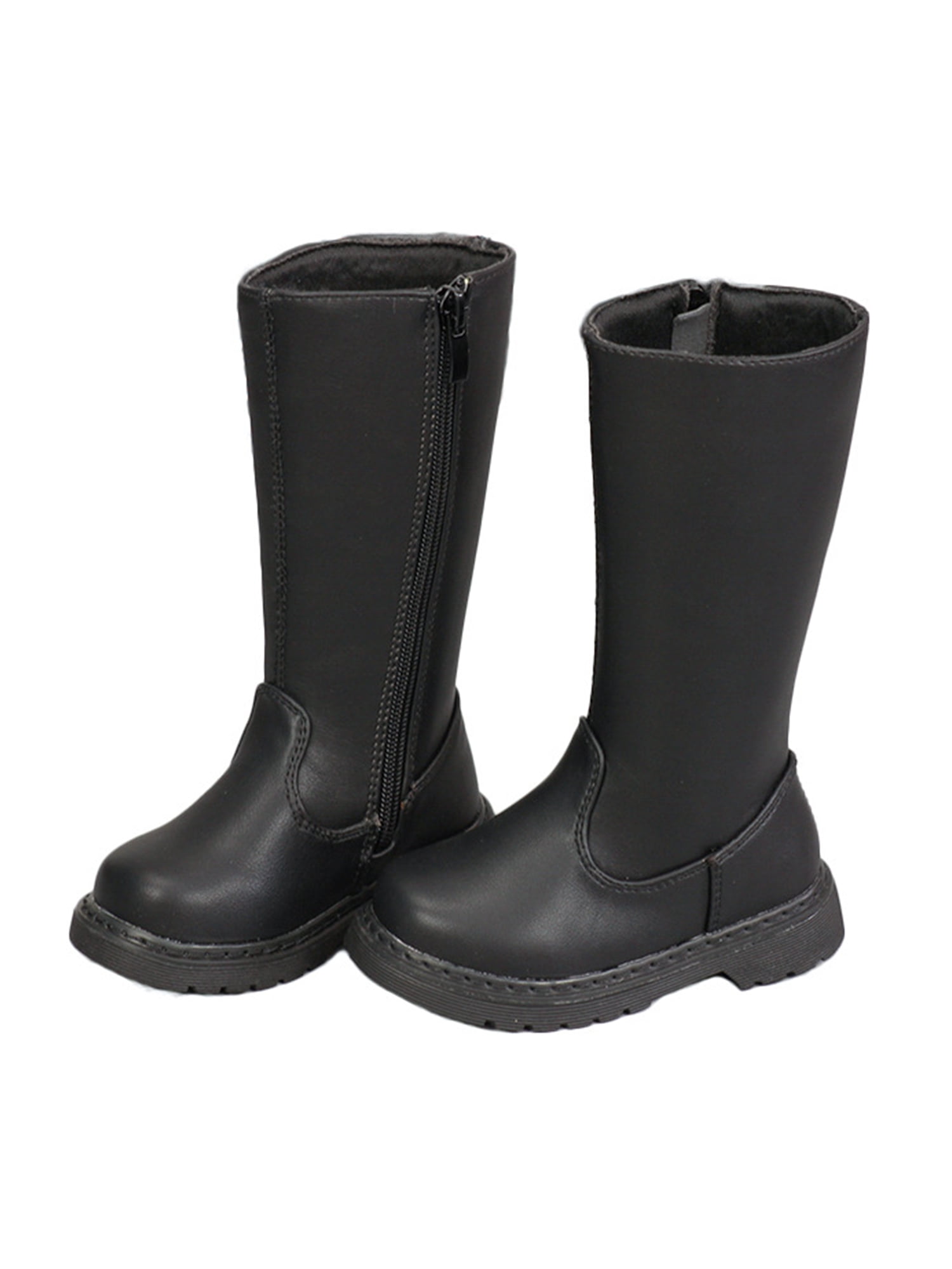 Frontwalk Girls Boys Knee High Boots Faux Leather Riding Boot Round Toe