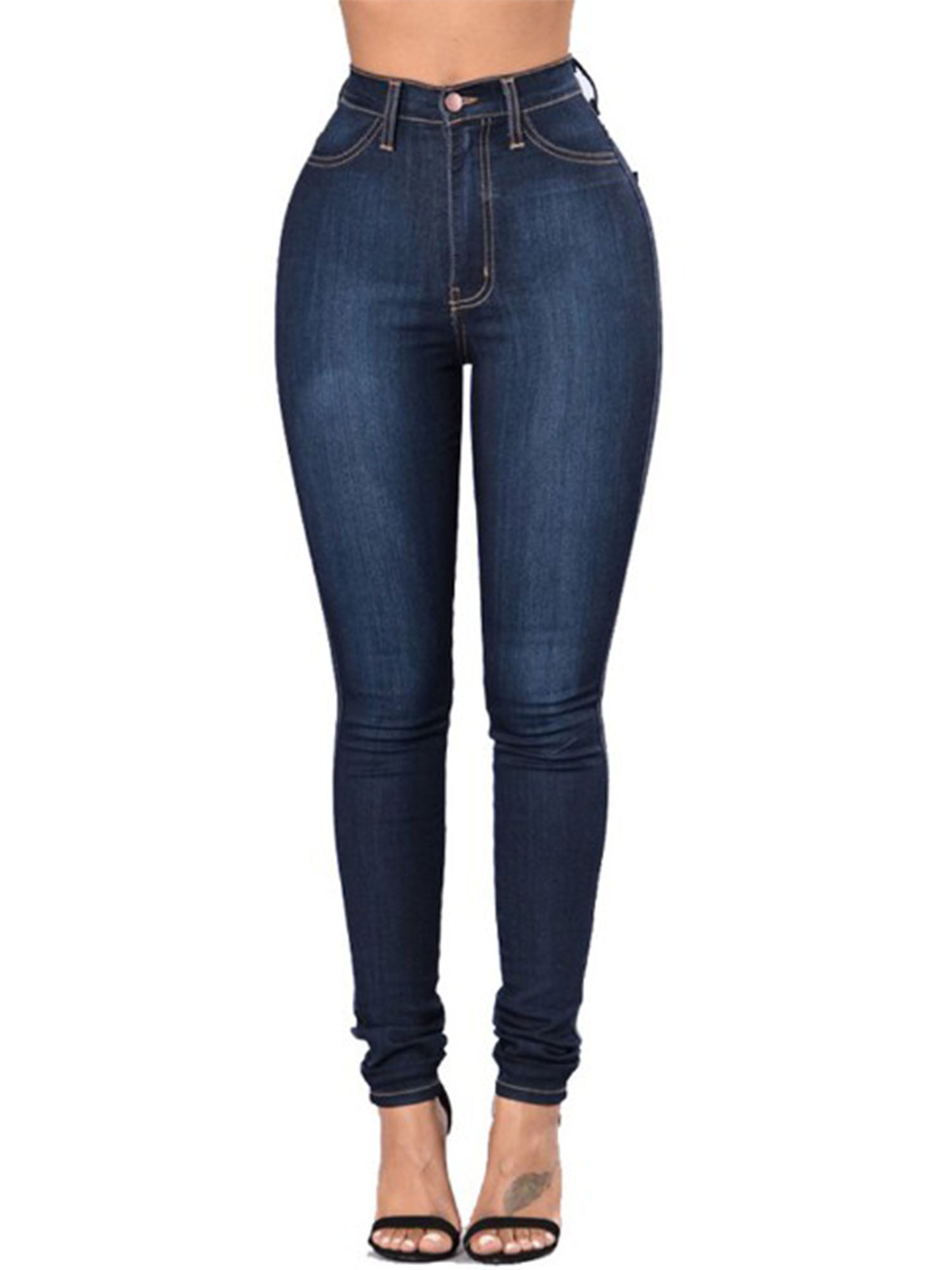 Frontwalk High Rise Skinny Jeans for Women Solid Color Stretchy