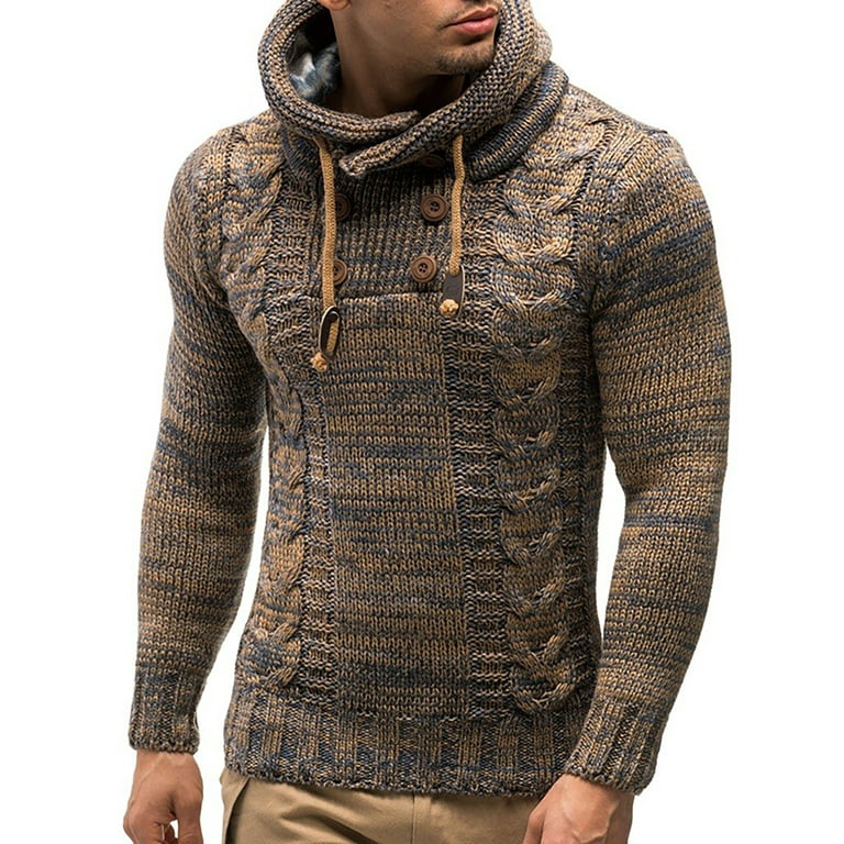 Hooded knit sweater mens deals