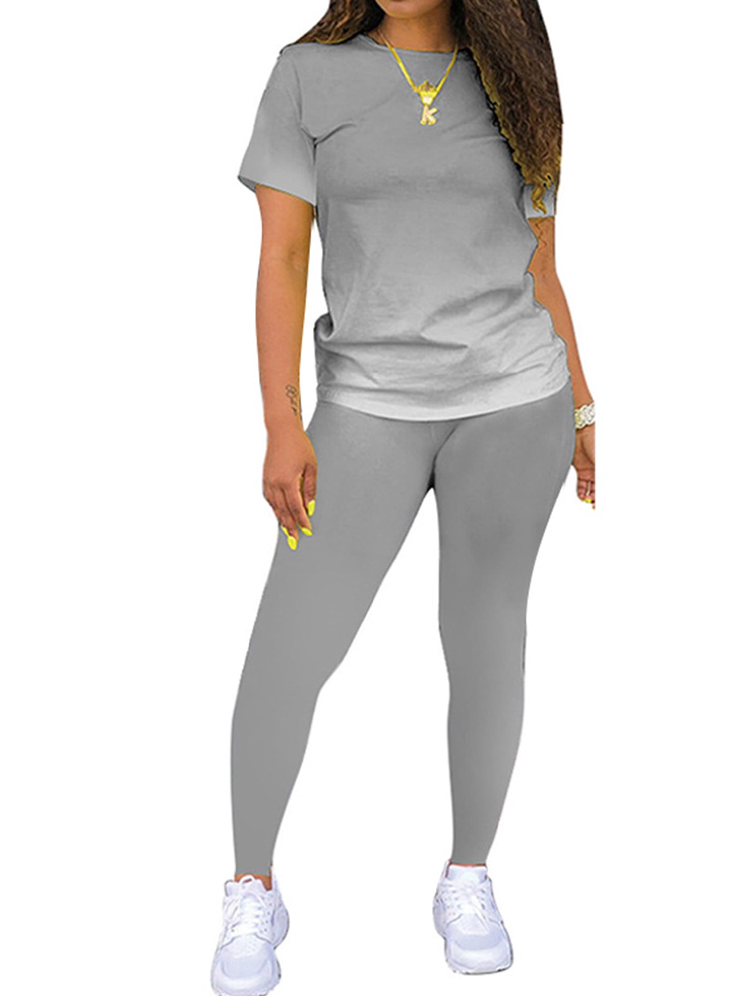 Frontwalk Jogger Set for Women Casual Colorblock Sport Set Outfits  Tracksuit Grey S