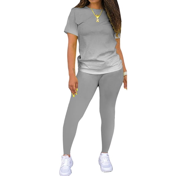 Frontwalk Jogger Set for Women Tie Dye 2 Piece Outfits Casual Colorblock Sport Set Outfits Tracksuit Grey XL