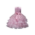 thumbnail image 1 of Frontwalk Kid Girl Princess Dress Crew Neck Ball Gown Bow Party Dresses Girls Casual Sleeveless Pink 120, 1 of 3
