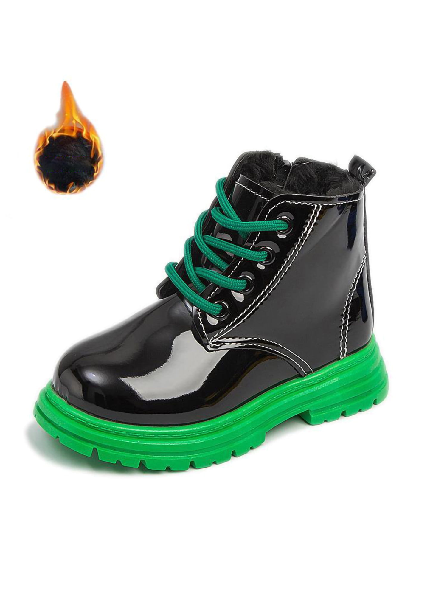 Frontwalk Kids Ankle Boots Lace Up Booties Side Zipper Combat Boot