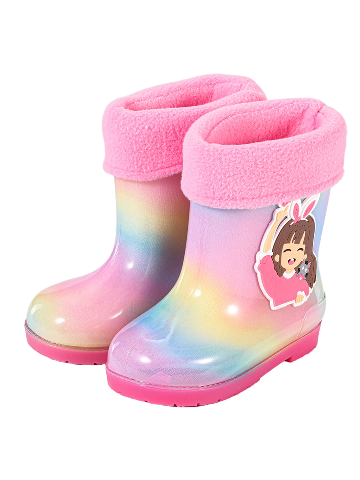 Frontwalk Kids Rubber Boots Wide Calf Waterproof Booties Cartoon Rain