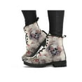 thumbnail image 1 of Frontwalk Ladies Ankle Boots Vintage Short Bootie Floral Leather Boot Work Waterproof Booties Women Lace Up White Skull 5, 1 of 2