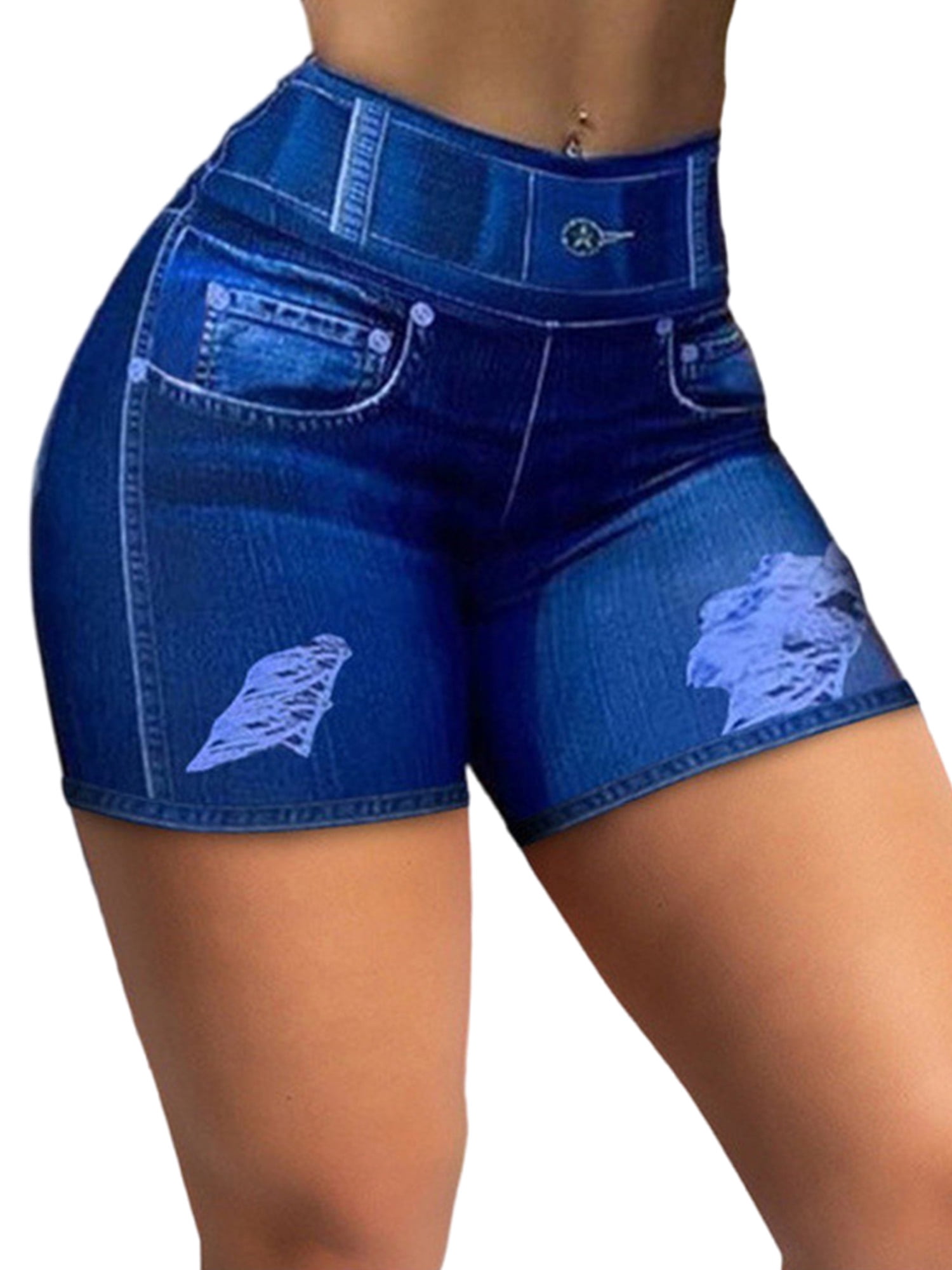 Frontwalk Short Trousers for Women Stretch Denim Jeans Shorts