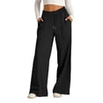 thumbnail image 1 of Frontwalk Ladies Bottoms Wide Leg Pants Drawstring Palazzo Pant Women Loose Fit Trousers High Waist Black XL, 1 of 3