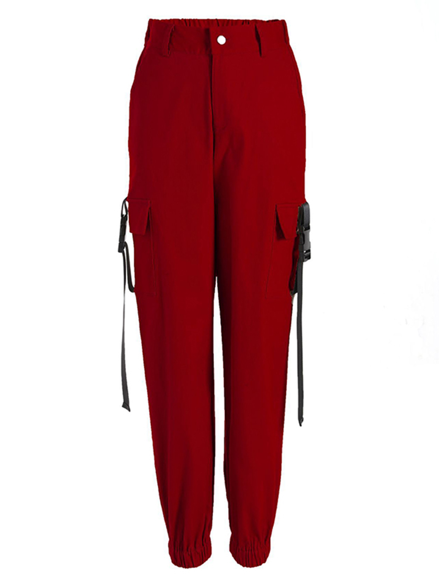 Frontwalk Ladies Cargo Pants Highwaist Parachute Pant Button