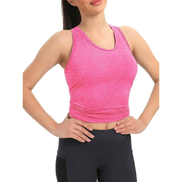 Frontwalk Ladies Casual Back Knot Tops Solid Color Short Pullover Women  Sleeveless Workout Athletic T Shirt 