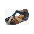 thumbnail image 1 of Frontwalk Ladies Casual Shoes Beach Wedge Sandals Summer Gladiator Sandal Walking Anti Slip Women's Ankle Strap Blue 4.5, 1 of 3