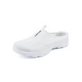 thumbnail image 1 of Frontwalk Ladies Casual Shoes Breathable Mules Closed Toe Sandals Indoor Outdoor Comfort Flats Women's Slip On Slides Clogs White 9, 1 of 9