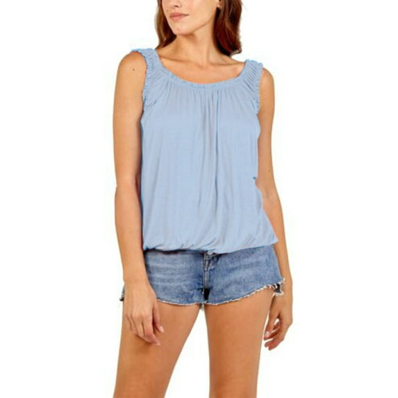 Frontwalk Ladies Casual Solid Color T Shirts Sleeveless Bohemian Pullover Women Ruched Party Vest