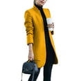 thumbnail image 1 of Frontwalk Ladies Coat Solid Color Trench Coats Open Front Outwear Party Casual Overcoat Long Sleeve Cardigans Yellow 3XL, 1 of 3