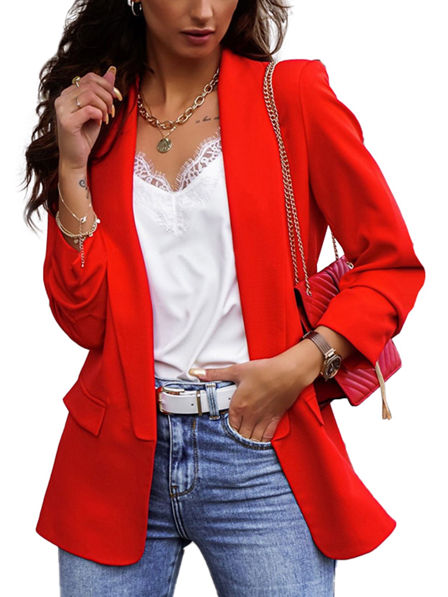 Ladies red blazers and jackets best sale