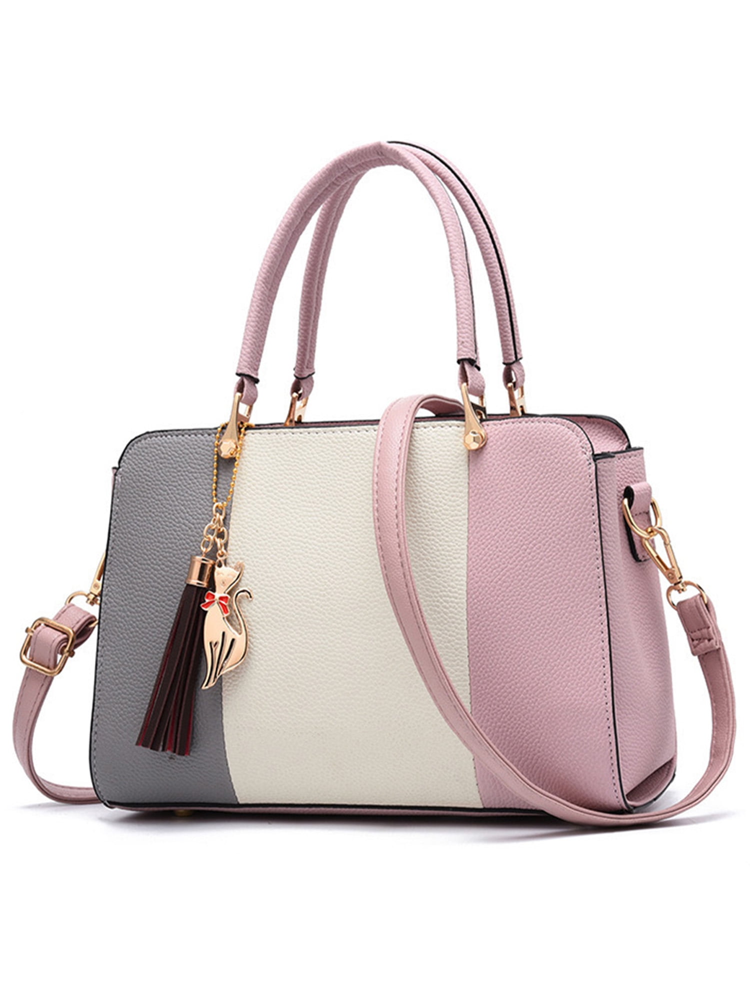 Frontwalk Ladies Handbag Multi Pocket Shoulder Bag Zipper PU Leather Crossbody Bags Designer Women Pink
