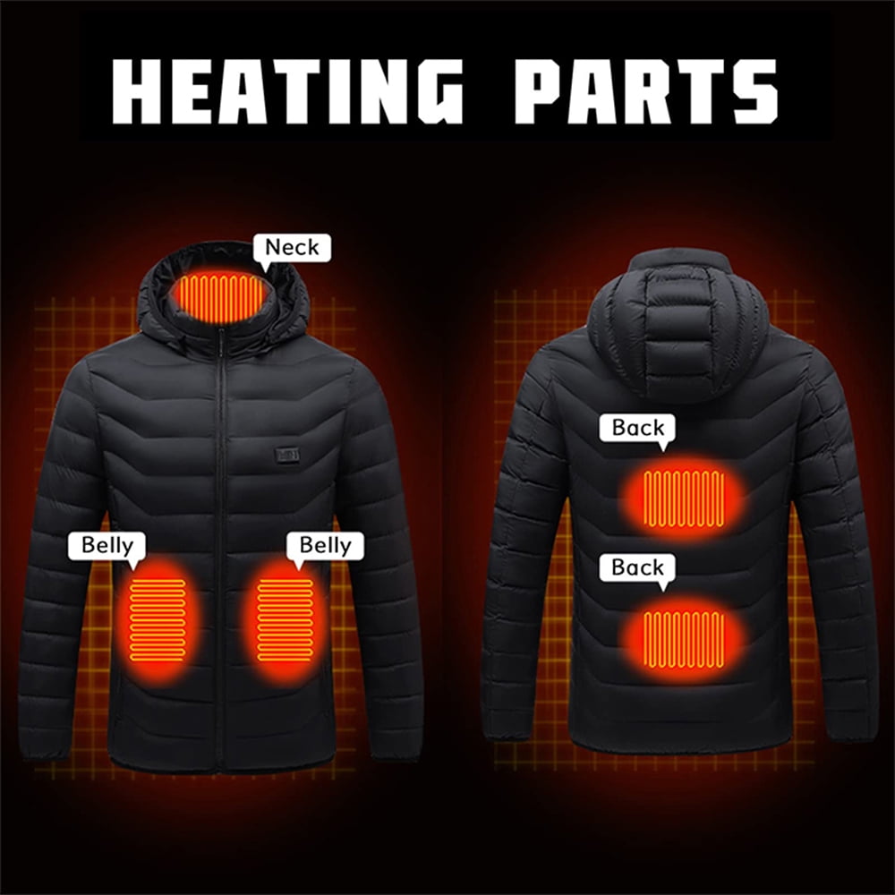 Frontwalk Ladies Heated Coat Hooded Hoodies Electric Lightweight Heating Jacket USB Women Black