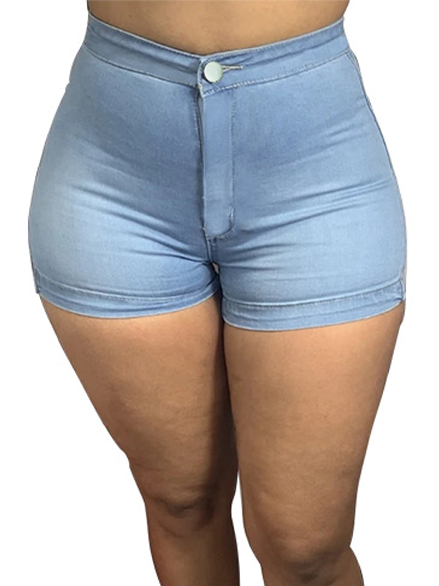 Frontwalk Ladies High Rise Waisted Stretch Shorts Bottomings Fashion Sexy  Denim Stretchy Beach Short Pants 