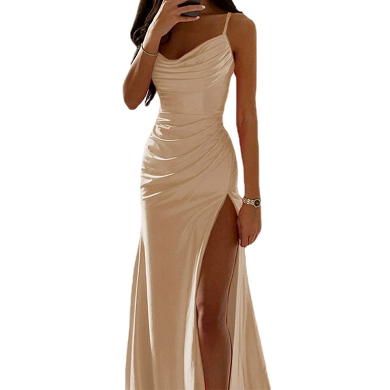 Frontwalk Ladies Long Maxi Dresses Sleeveless Evening Gown Cowl