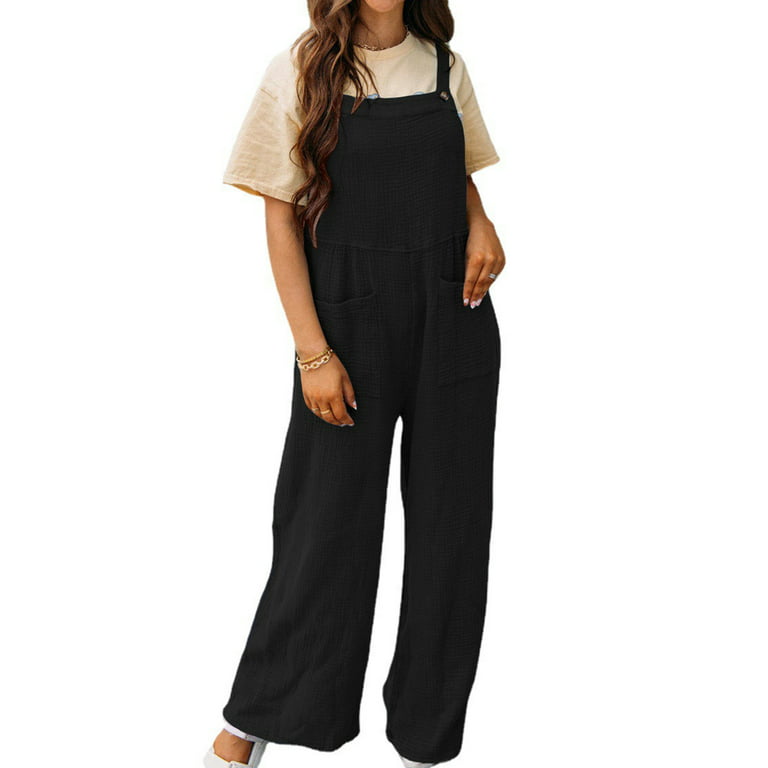 Frontwalk Ladies Long Pants Sleeveless Jumpsuits Square Neck