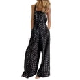 thumbnail image 1 of Frontwalk Ladies Long Romper With Pocket Wide Leg Pants Trousers One Piece Jumpsuit Holiday Fashion Playsuit Decorative Button Bib Overalls 6# S, 1 of 2