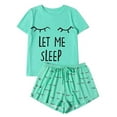 thumbnail image 1 of Frontwalk Ladies Loungewear Drawstring Nightwear Tops And Shorts Sleepwear Sleep Loose Lounge Set Elastic Waist Pajamas Sets Green L, 1 of 2