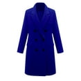 thumbnail image 1 of Frontwalk Ladies Outwear Turn Down Collar Jacket Double-breasted Coat Women Longline Trench Coats Plain Overcoat Blue XS, 1 of 2