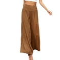 thumbnail image 1 of Frontwalk Ladies Pants Wide Leg Bottoms High Waist Palazzo Pant Women Casual Trousers Cotton Khaki M, 1 of 2