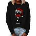 thumbnail image 1 of Frontwalk Ladies Pullover Crew Neck Tops Wine Glass Print Christmas Sweatshirt Women Xmas Long Sleeve Black XL, 1 of 3