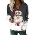 thumbnail image 1 of Frontwalk Ladies Pullover Long Sleeve Sweatshirt V Neck Xmas Tops Women Loose Fit Christmas Grey XL, 1 of 2