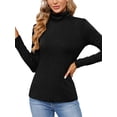 thumbnail image 1 of Frontwalk Ladies Pullover Turtleneck Shirts High Neck Tops Women Fashion Basic Long Sleeve T Shirt Black 2XL, 1 of 4
