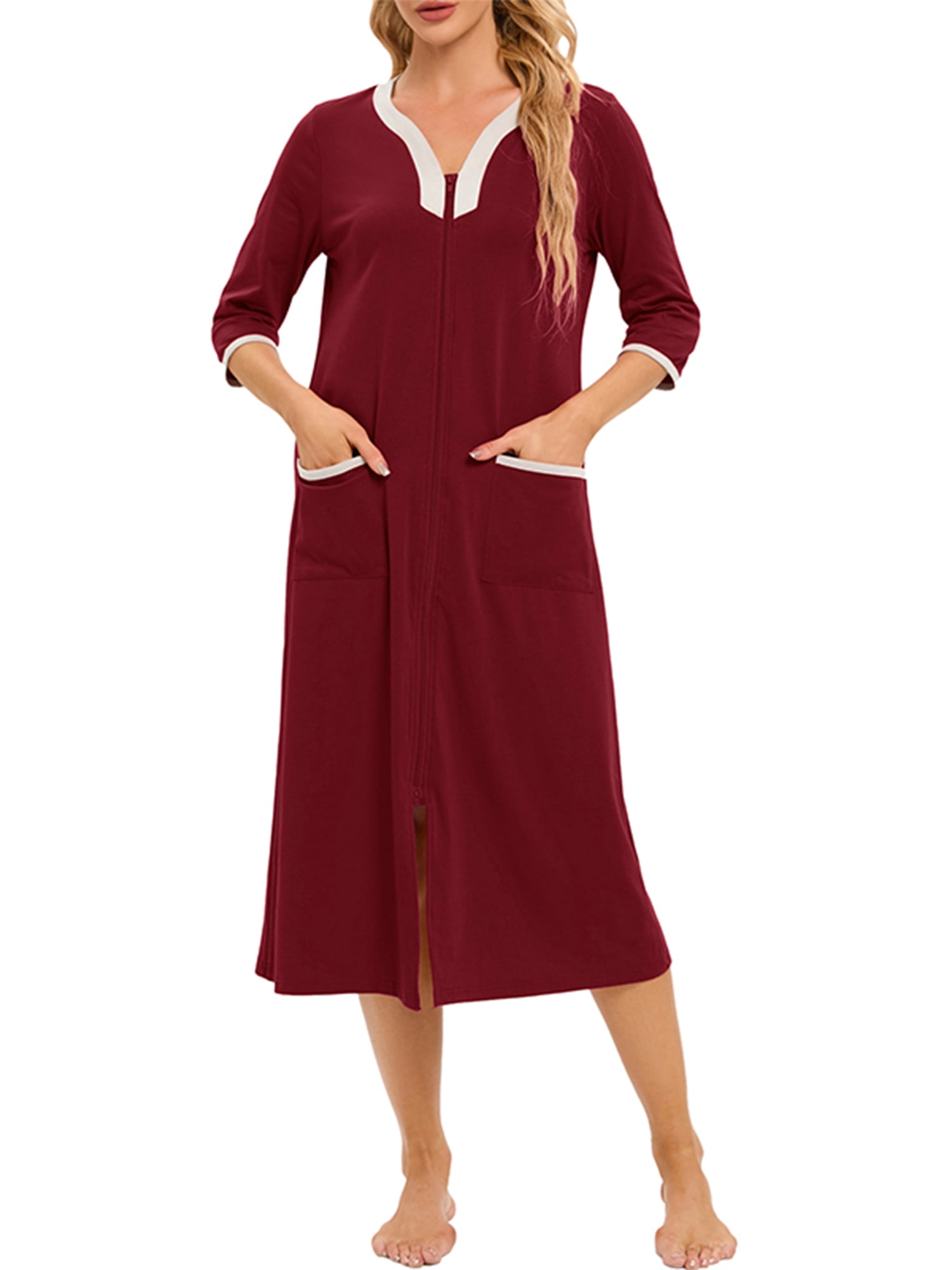 Women Kimonos Robes V Neck Bathrobe With 3/4 Sleeve Botswana
