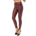 thumbnail image 1 of Frontwalk Ladies Sexy Stretch Leggings Tight Skinny PU Pants Women Tummy Control Holiday Faux Leather Pant Wine Red M, 1 of 3