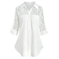 thumbnail image 1 of Frontwalk Ladies Shirts Lapel Neck Blouse Short Sleeve Tops Women Casual Tunic Shirt Button Down White 3XL, 1 of 6
