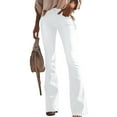 thumbnail image 1 of Frontwalk Ladies Slim Fit With Pockets Trousers Button Fashion Jeans Womens High Waist Office Flare Bell Bottoms White L, 1 of 6