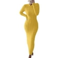 thumbnail image 1 of Frontwalk Ladies Sweater Dress Solid Color Maxi Dresses Crew Neck Pullover Jumper Warm Casual Long Sleeve Yellow XXXL, 1 of 2