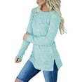 thumbnail image 1 of Frontwalk Ladies Sweatshirt Long Sleeve Pullover Crew Neck T-shirt Sport Round Collar Tops Solid Color Sky Blue 5XL, 1 of 9